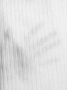 SHEIN EZwear V-neck Lettuce Trim Rib-knit Tee - White - View 6