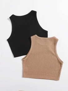 Shein Kit 2 Blusas Sin Mangas Para Mujer - Multicolor - Ver 2