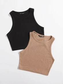 Shein Kit 2 Blusas Sin Mangas Para Mujer - Multicolor - Ver 4