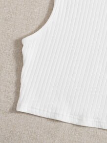 SHEIN EZwear Top de tirantes tejido de canalé unicolor - Blanco - Ver 3