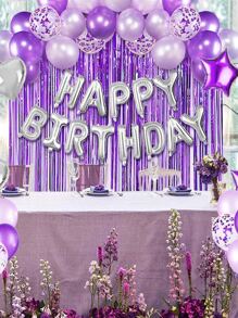 40pcs Star & Heart Shaped Balloon & Tassel Curtain Set - Multicolor - View 4