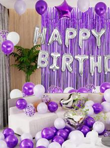 40pcs Star & Heart Shaped Balloon & Tassel Curtain Set - Multicolor - View 3