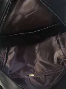 衍縫細節方形和流蘇裝飾經典背包 - 黑色 - 查看 4