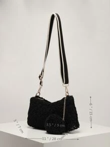 Minimalist Hobo Bag With Purse - Black - View 3