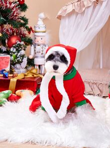 1 Set Red Christmas Pet Dress, Suitable For Cats And Dogs, Can Be Worn For Christmas