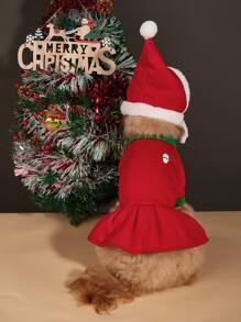 1 Set Red Christmas Pet Dress, Suitable For Cats And Dogs, Can Be Worn For Christmas