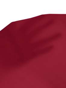 BizChic 女士纯色立领褶裥装饰宽松灯笼袖长袖衬衫，基础都市通勤风格，简约优雅时尚商务休闲风，适合教师和办公室穿着 - 紅色 - 查看 6