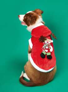 1 件红狗和雪人设计圣诞服装（适合猫和狗） - 紅色 - 查看 1