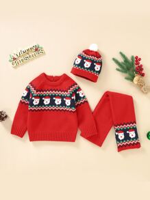 Baby Christmas Santa Claus Red Sweater - Red - View 1