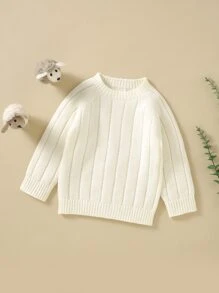 Bebé Jersey de manga raglán tejido de canalé - Blanco - Ver 1