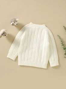 Bebé Jersey de manga raglán tejido de canalé - Blanco - Ver 2