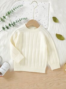 Bebé Jersey de manga raglán tejido de canalé - Blanco - Ver 4