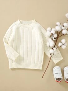 Bebé Jersey de manga raglán tejido de canalé - Blanco - Ver 5