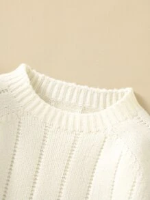 Bebé Jersey de manga raglán tejido de canalé - Blanco - Ver 6