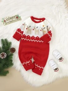 Áo len trẻ em Nút Giáng sinh Giải trí - Đỏ và trắng - Xem 1