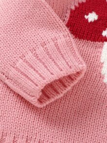 Baby Mushroom Pattern Ruffle Trim Jumper & Knit Shorts - Pink - View 5