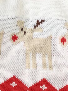 Áo len trẻ em Nút Giáng sinh Giải trí - Đỏ và trắng - Xem 6