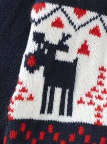 嬰兒男孩馴鹿&幾何樣式一片式毛衣連身衣 - 藏蓝色 - 查看 6