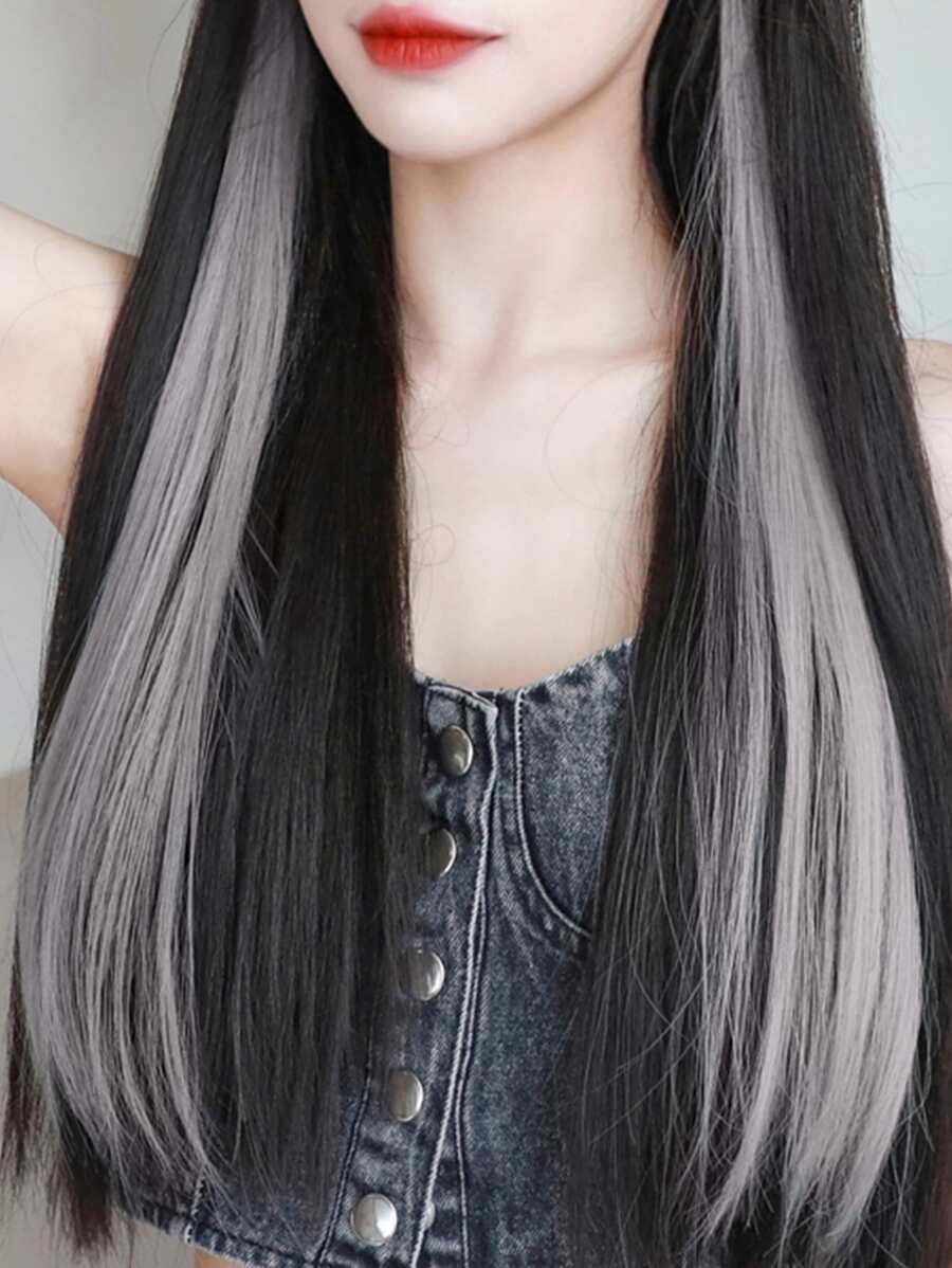 Clip In Long Straight Synthetic Hair Extension - Multicolor - View 1