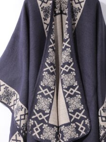 1pc Fashionable Split Open Front Cape Shawl - Multicolor - View 3