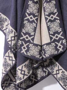 1pc Fashionable Split Open Front Cape Shawl - Multicolor - View 4