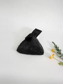 Glitter Bling,Shiny Glamorous,Elegant,Exquisite Minimalist Sequin Decor Hobo Bag Dinner Bag,Evening Bag For Party Girl,Woman,For Female Perfect For Party,Wedding,Prom,Dinner/Banquet,For Best Gift For Women - Black - View 3