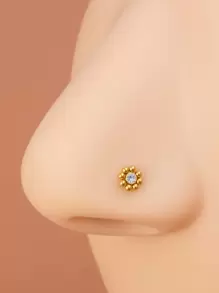 水钻和花朵装饰鼻钉不锈钢水晶朋克穿孔 - 适合任何场合的时尚身体珠宝礼物情人节、妈妈、母亲、母亲节、礼物 - 金黃色 - 查看 9