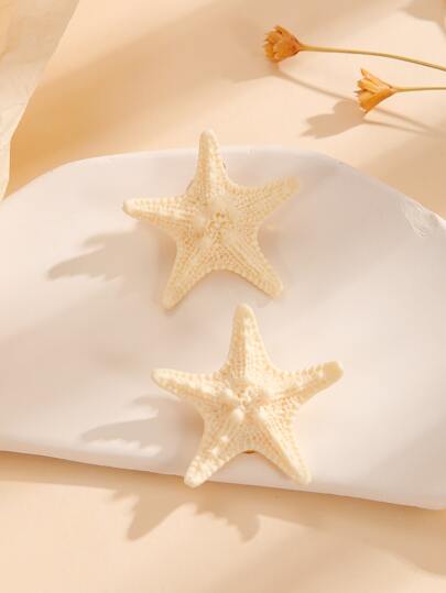 2pcs Resin Starfish Hair Clips Boho Claw Clips Hair Claws Hair Barrettes, School Stuff