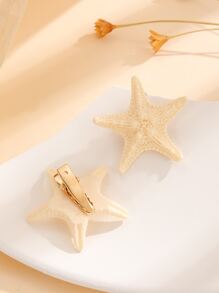2pcs Resin Starfish Hair Clips Boho Claw Clips Hair Claws Hair Barrettes, School Stuff, Hair Accessories, Head Accessories, Hair Accessories For Women - Beige - View 2