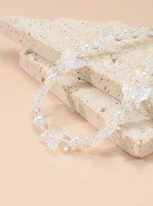 蝴蝶珠子鑰匙鍊 - 無色 - 查看 3