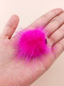 2pcs/Pack 4cm Solid Color Pom Pom Decor Hair Clips For Women, Suitable For Daily Use Cute - Hot Pink - View 4
