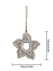 1pc Star Design Woven Wall Hanging - Beige - View 3