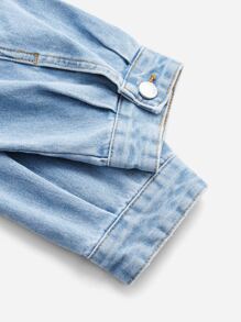 SHEIN Essnce Flap Pocket Button Front Denim Jumpsuit - Medium Wash - View 13