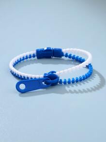 Boys Two Tone Zipper Design Bracelet - Blue - View 1