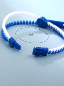 Boys Two Tone Zipper Design Bracelet - Blue - View 3
