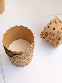 50入組雙色格子和字母圖案隨機紙杯蛋糕紙杯 - 彩色 - 查看 8