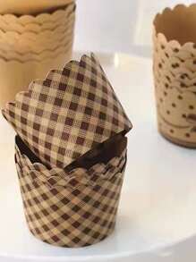 50入組雙色格子和字母圖案隨機紙杯蛋糕紙杯 - 彩色 - 查看 3