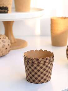 50入組雙色格子和字母圖案隨機紙杯蛋糕紙杯 - 彩色 - 查看 4