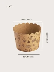 50入組雙色格子和字母圖案隨機紙杯蛋糕紙杯 - 彩色 - 查看 5