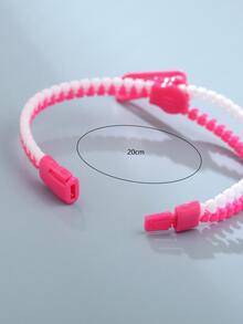 Girls Two Tone Zipper Design Bracelet - Hot Pink - View 3