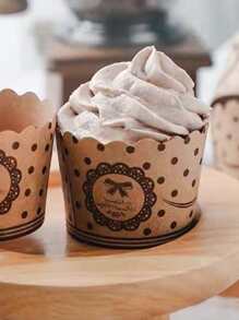 50入組雙色格子和字母圖案隨機紙杯蛋糕紙杯 - 彩色 - 查看 6