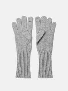 MOTF PREMIUM 100% WOOL SOLID SHOW FINGER TOUCHSCREEN GLOVES - Grey - View 12