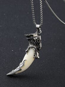 Aleación de collar con colgante de dientes de lobo para hombres de moda y populares para regalo de joyería y para una apariencia elegante - Multicolor - Ver 1