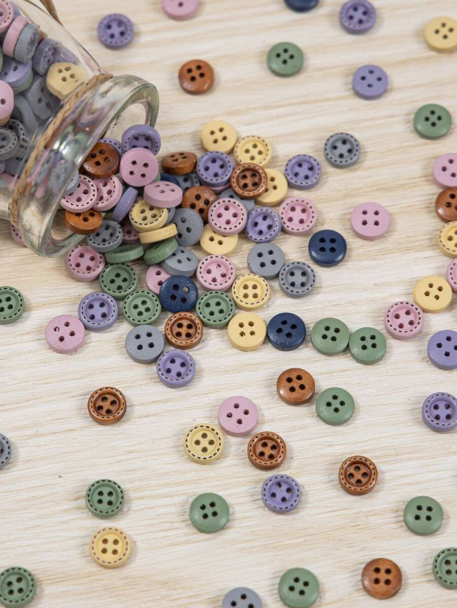 100pcs Random Color DIY Button, Small Round Button For DIY Sewing