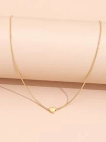 1 chiếc vòng cổ xương đòn hình trái tim đơn giản, phụ kiện hàng ngày/ngày tháng cho phụ nữ, trang sức bằng đồng cho ngày lễ tình nhân - Vàng - Xem 4