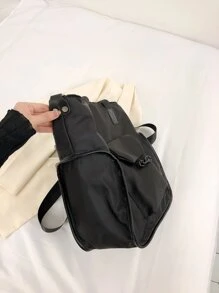Bolsa de compras con bolsillo delantero - Negro - Ver 4