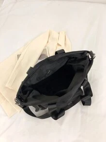 Bolsa de compras con bolsillo delantero - Negro - Ver 5