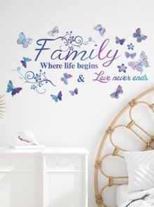 1 Stück Schmetterling & Slogan Grafik Wandaufkleber, Aufkleber, Wandtattoo, Vinyl Aufkleber für Heim Dekorationen, Frühlings Dekorationselemente um Ihr Zuhause aufzufrischen, Rama Dekorations Aufkleber