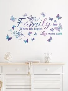1 Stück Schmetterling & Slogan Grafik Wandaufkleber, Aufkleber, Wandtattoo, Vinyl Aufkleber für Heim Dekorationen, Frühlings Dekorationselemente um Ihr Zuhause aufzufrischen, Rama Dekorations Aufkleber
