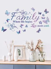 1 Stück Schmetterling & Slogan Grafik Wandaufkleber, Aufkleber, Wandtattoo, Vinyl Aufkleber für Heim Dekorationen, Frühlings Dekorationselemente um Ihr Zuhause aufzufrischen, Rama Dekorations Aufkleber